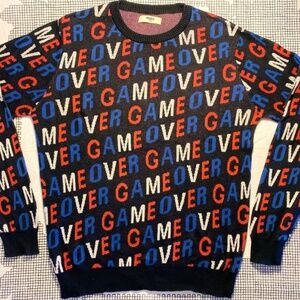max - Men’s Sweater L – Bold “Game Over” Graphic - 100% Cotton - Knit